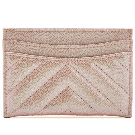 chanel rose gold card holder|Chanel Iridescent Rose Gold Chevron Quilted Caviar Card .